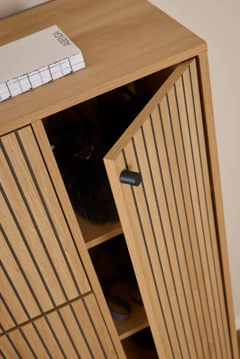 Szafka na buty 1-drzwiowa z 3 klapami ALBANY 2 efekt drewna 140x99x35 - H000024286