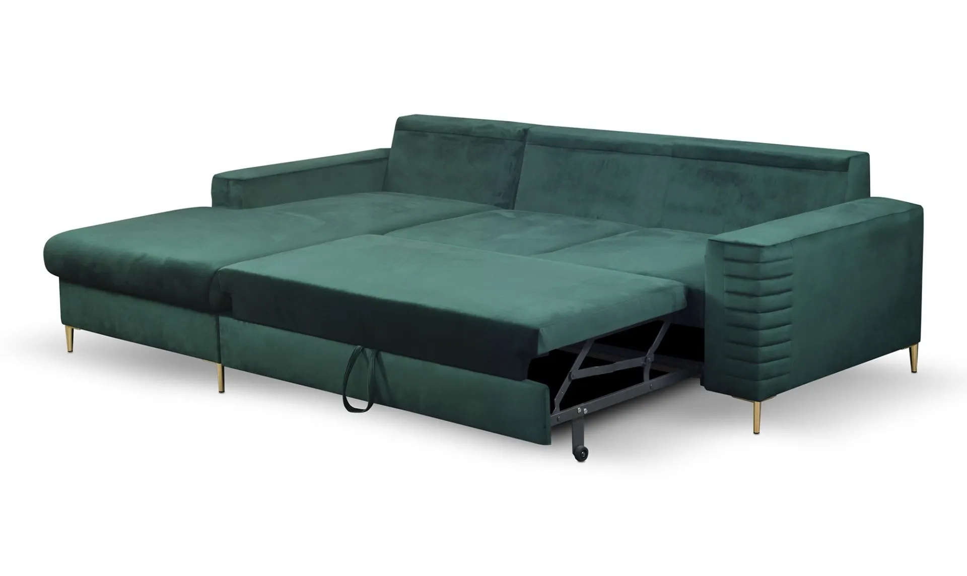 Narożnik rozkładany z pojemnikiem COLLIN VELLUTO 253 cm lewy ciemnozielony - COLILIN_NAR_VELLUTO27_L