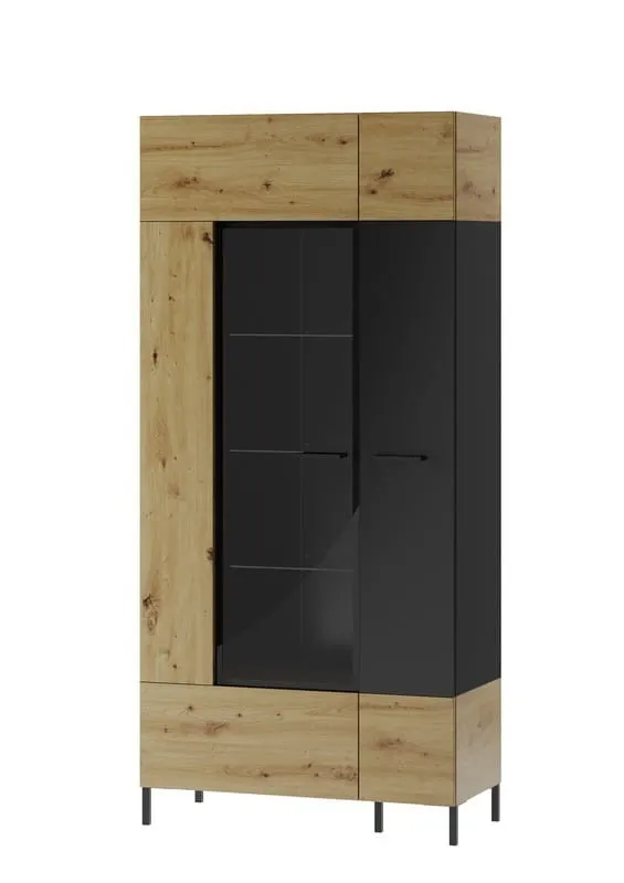 Witryna LUCAS dwudrzwiowa dąb aristan czarna 193x90x42cm