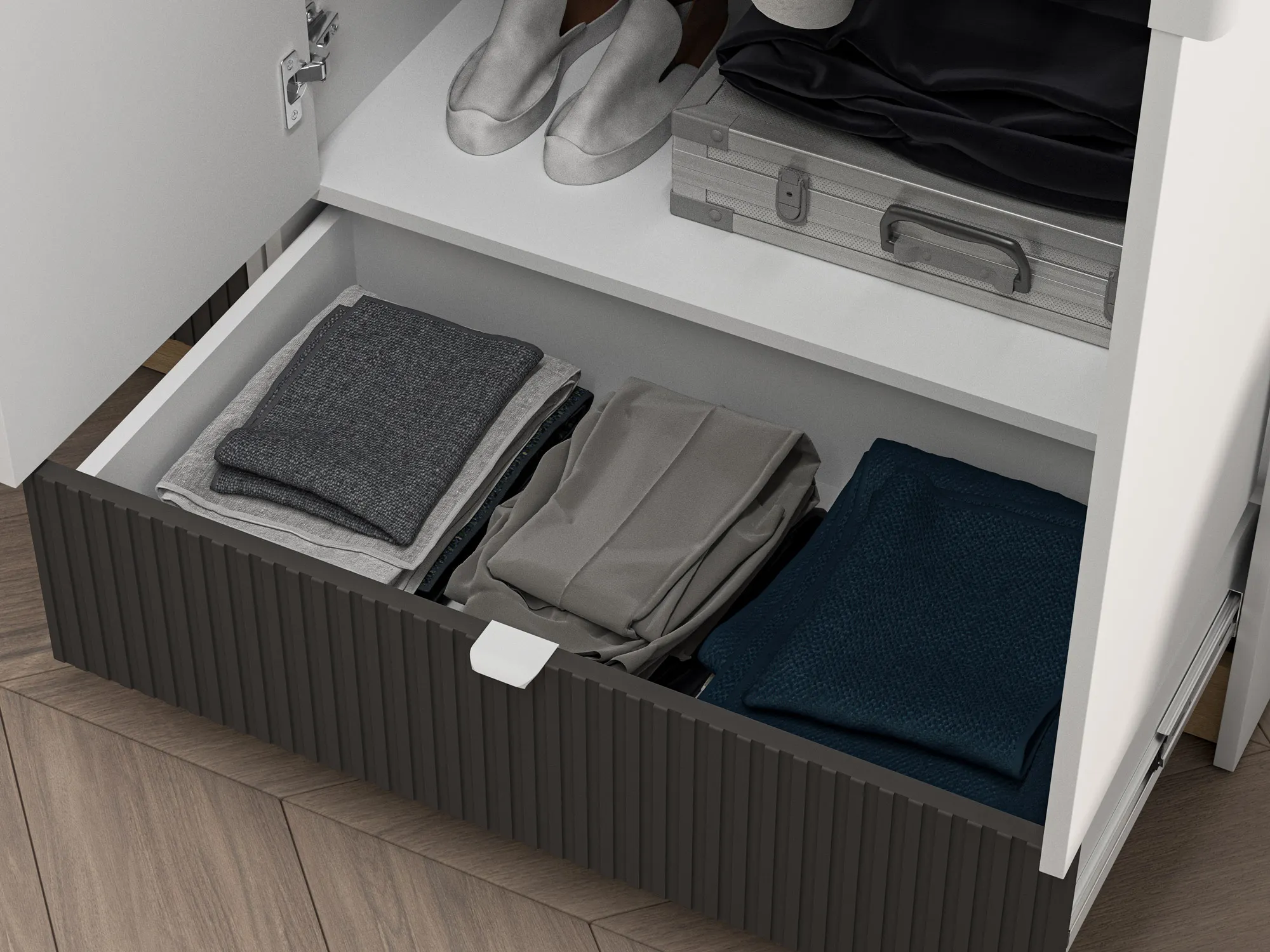 Szafa 2-drzwiowa z 1 szufladą TORINO 02 Biały, Castello, Grafit - 1TORI02-001