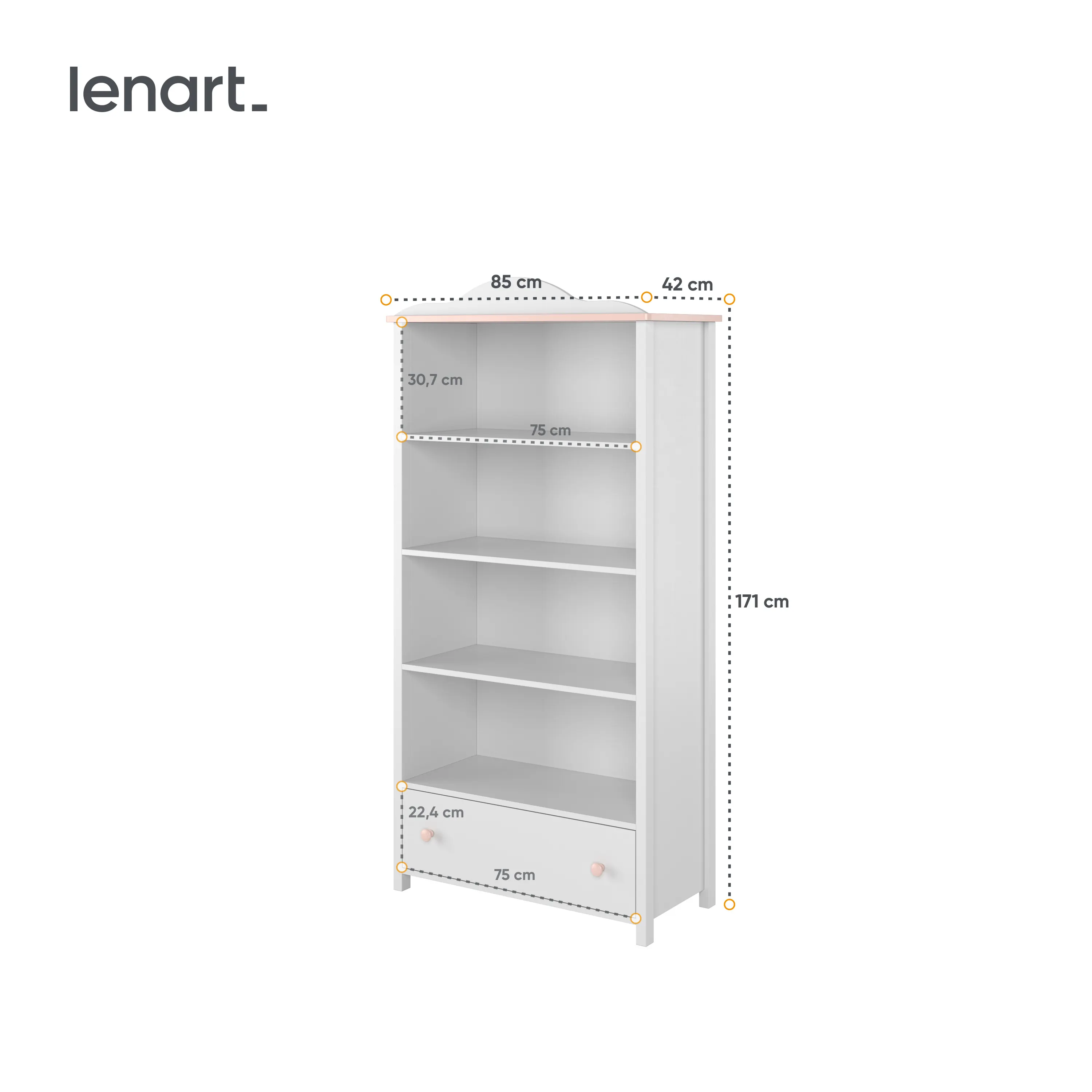 Regał LUNA LN-02 biało-różowy - LN2BR