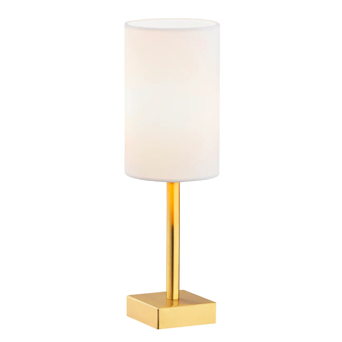 Lampa stołowa ABRUZZO mosiądz szczotkowany biały walcowaty abażur 37x12cm