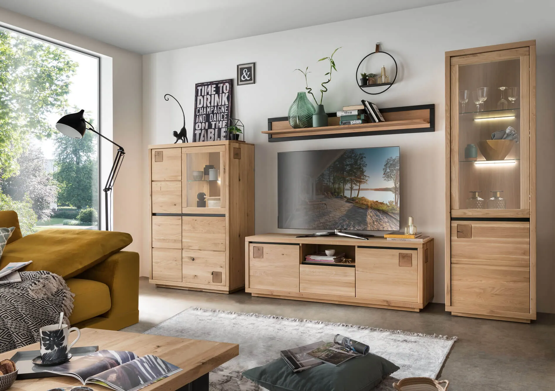 Półka wisząca dębowa HALLOW 170 dąb olejowany, czarny - GK_1031591201