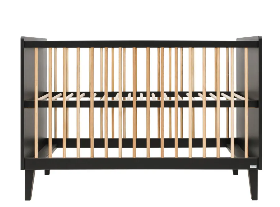 Łóżeczko niemowlęce XENA regulacja wysokości 70x140 efekt dębu/czarne - BAN_XEN-5