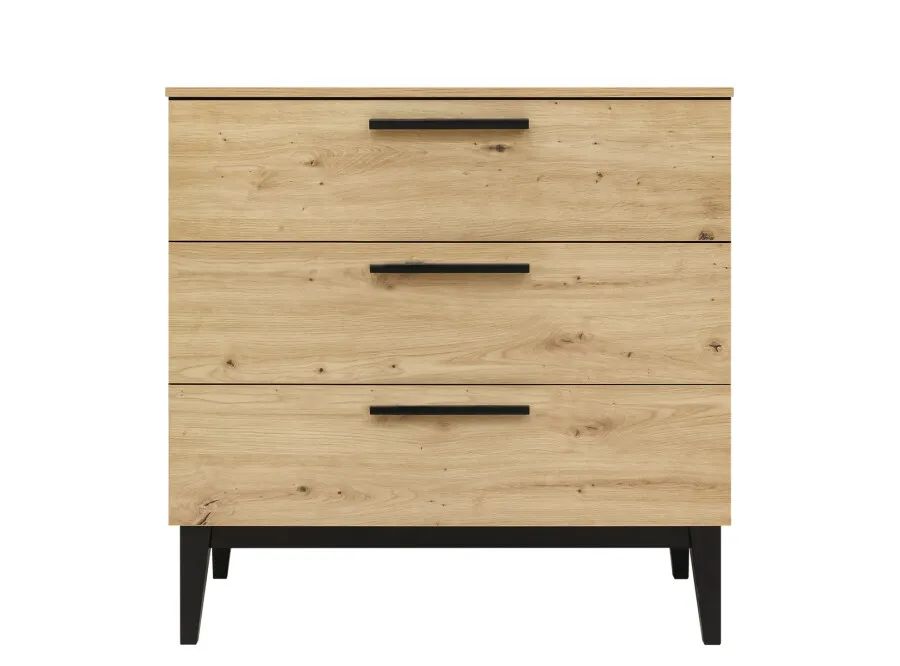 Komoda z szufladami XENA 90x90x50 efekt dębu/czarna - BAN_XEN-2