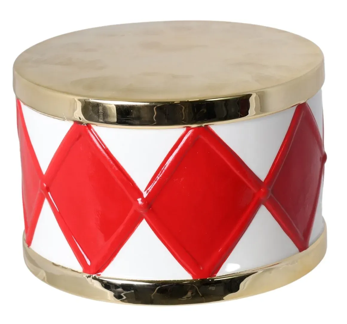 BĘBENEK ceramiczny 48 biało-czerwono-złoty