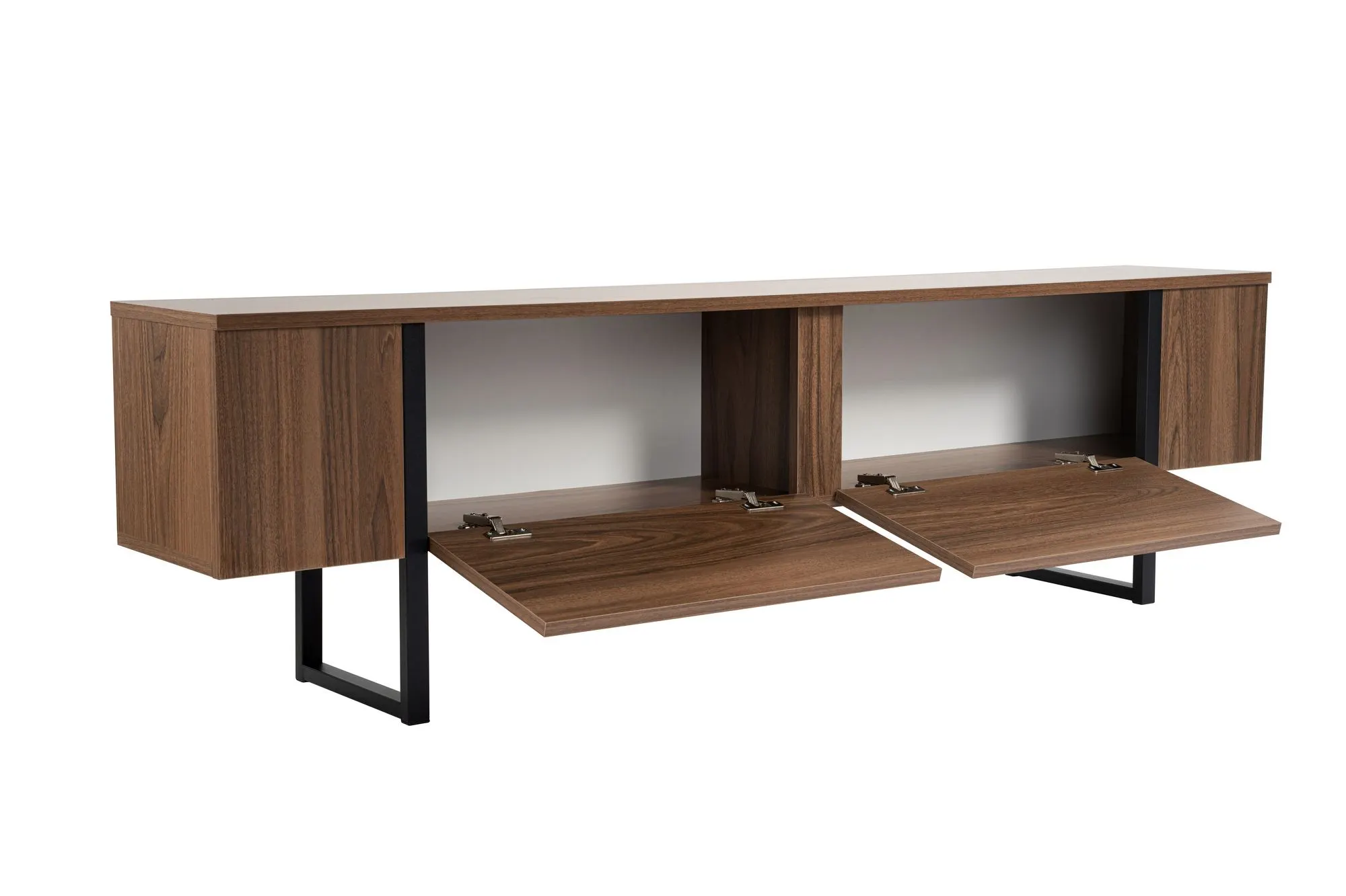 Szafka RTV drewniana 2-drzwiowa SERENITY 180 cm orzech czarny stelaż
