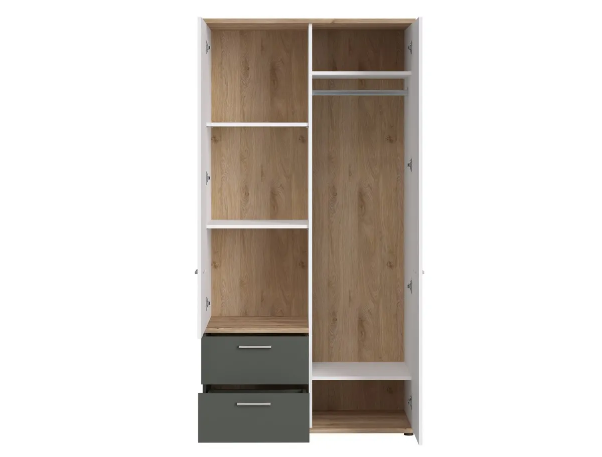 TWENTY TWES02 SZAFA 2D2S DĄB HONEY CASTELLO/BIAŁA ALPEJSKA/GRAFIT SZARY Wójcik - 6000000011714