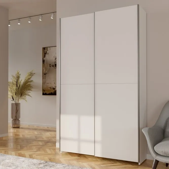 Szafa 2-drzwiowa HOME NOOK drążek i półki drzwi przesuwne 120cm biała - HMNS62232-120