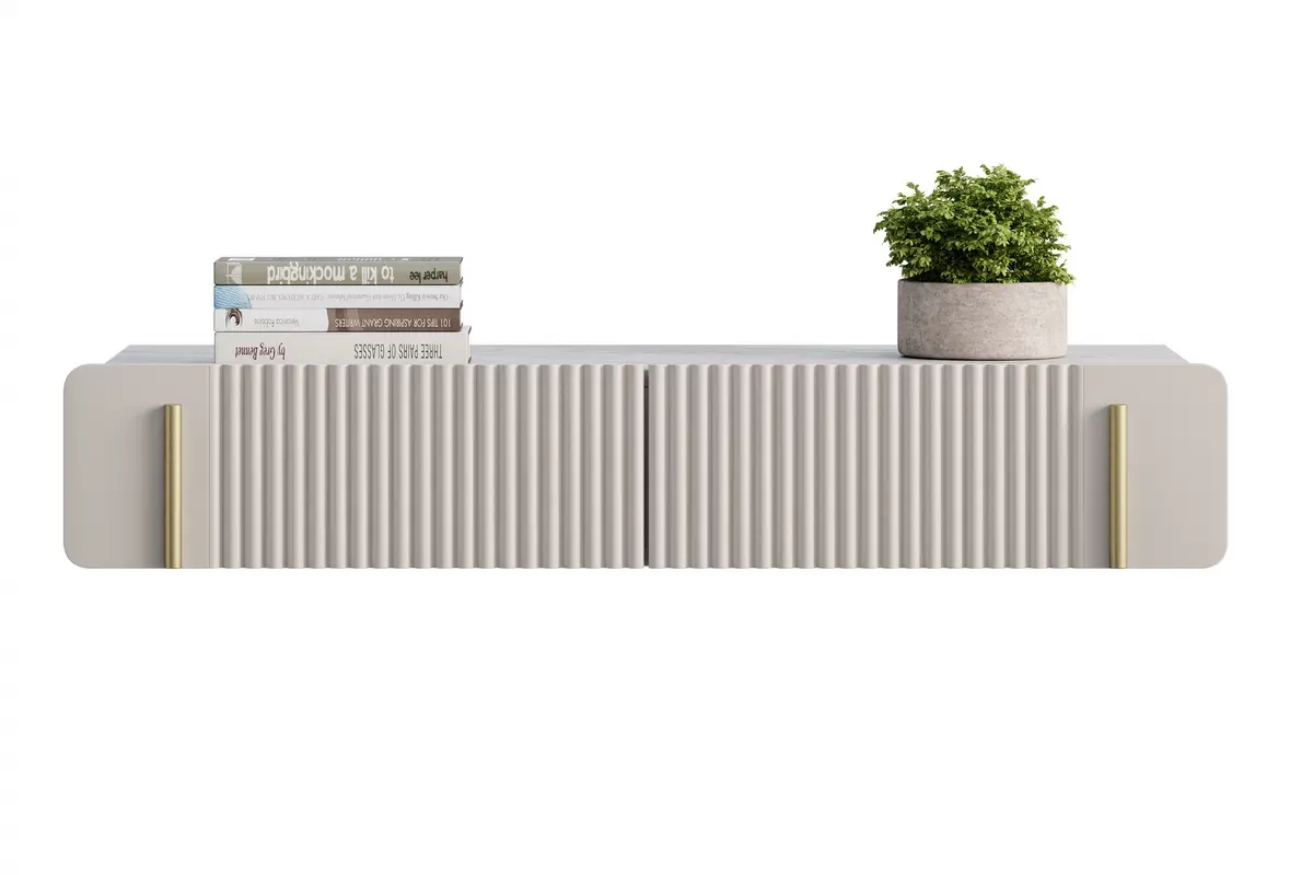 MALMI Toaletka 100 2SZ - cashmere / crema bianca / wisząca / złote uchwyty - B_162303