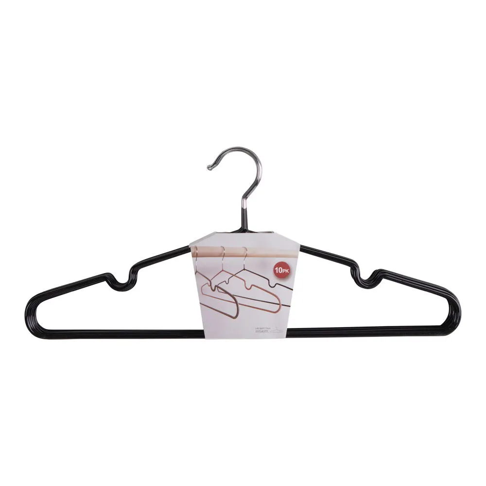 Wieszaki do szafy MASSA metalowe z powłoką (komplet 10 szt.) - czarne - 9955010