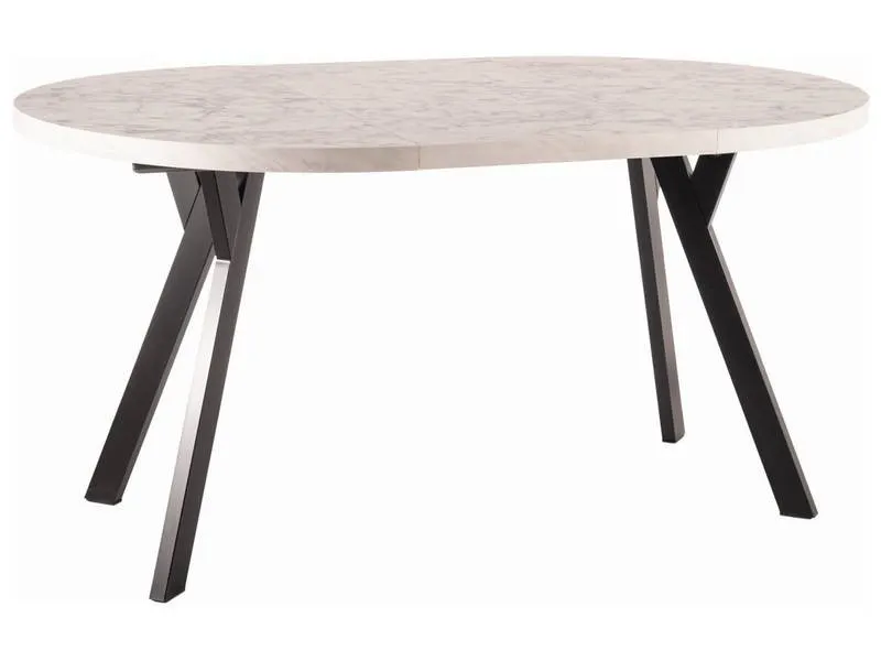 Stół okrągły rozkładany MEDAN 100(100x168) cm biało-czarny efekt marmuru - MEDANBCFI100