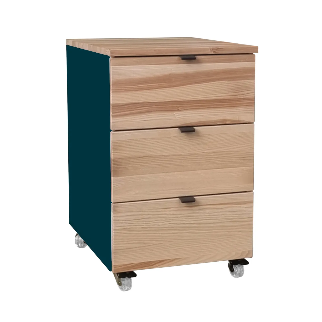 Kontenerek pod biurko z szufladami LUKA na kółkach 41x50 ciemnoniebieski/naturalny jesion Meble, Szuflada, Szafka, Skrzynka pocztowa