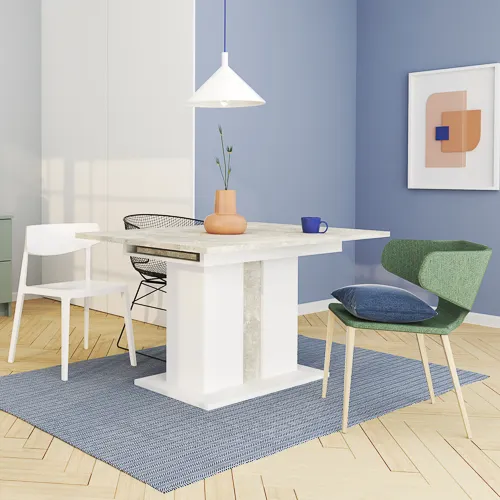 Stół rozkładany GREYS 90x134(174) beton jasny biały - INT_5002600