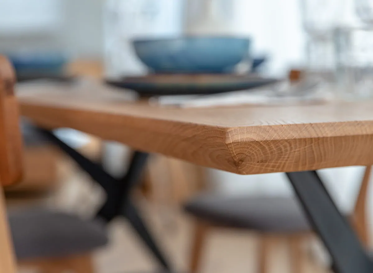 Stół dębowy na metalowych nogach CASERTA 180x90 blat 4cm - dąb olejowany, czarny - CASERTA90X180_4