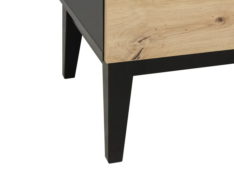 Szafa 2-drzwiowa XENA drążek i półki 90x195 efekt dębu/czarna - BAN_XEN-1