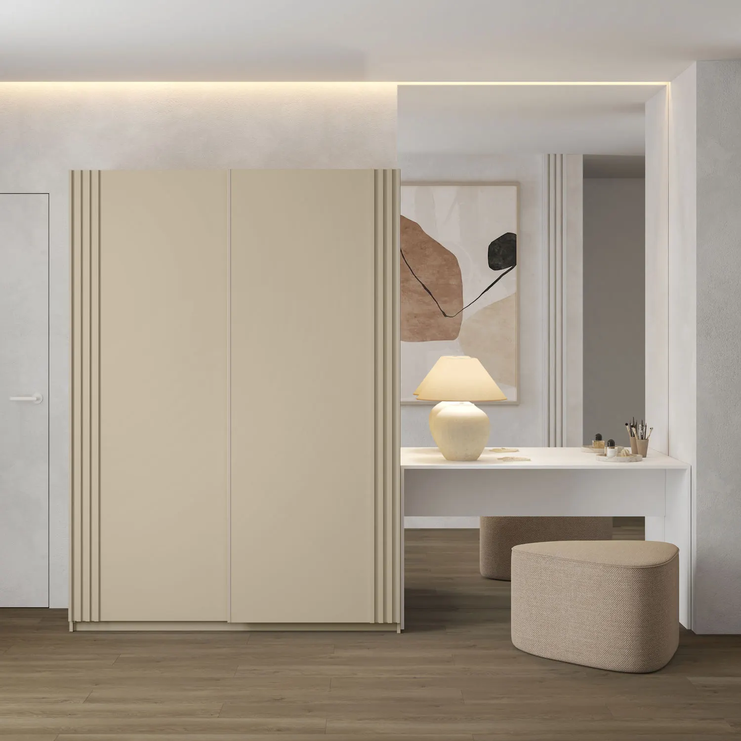 Szafa 2-drzwiowa z lamelami NIVA 150cm beżowa - 2412OE15