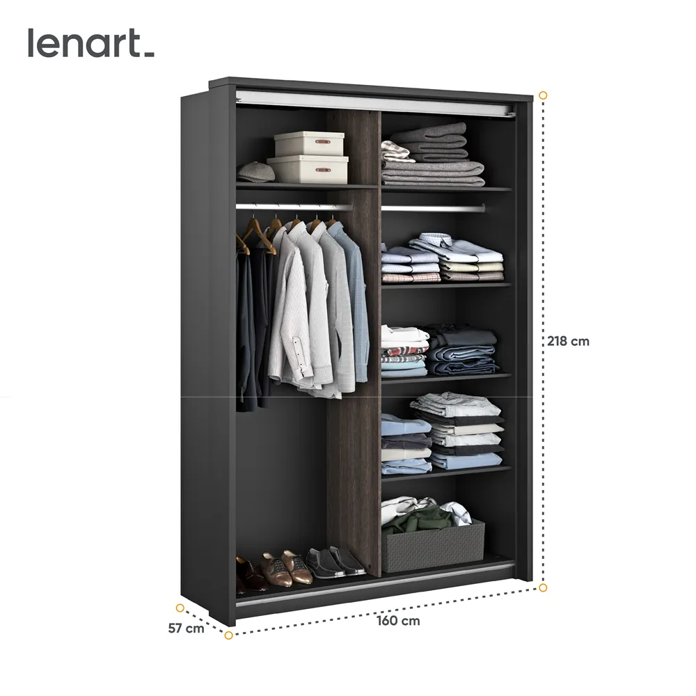 Szafa 2-drzwiowa ARTI AR-21 160cm czarny/wenge mali - AR21CWM