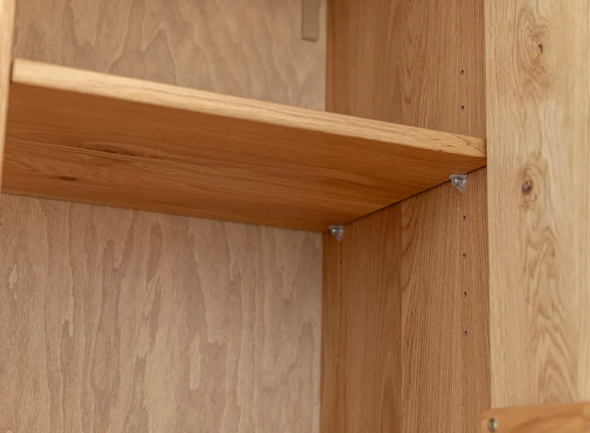 Witryna z regałem dębowa COLLODI z oświetleniem - dąb olejowany - ZICOL03