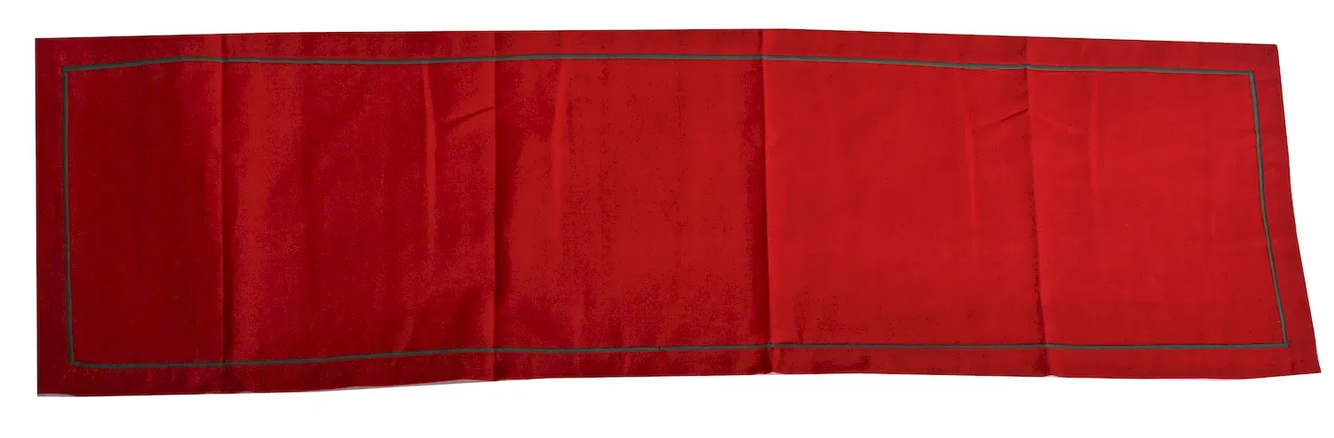Bieżnik Z ZIELONĄ OBLAMÓWKĄ 40x140cm czerwony