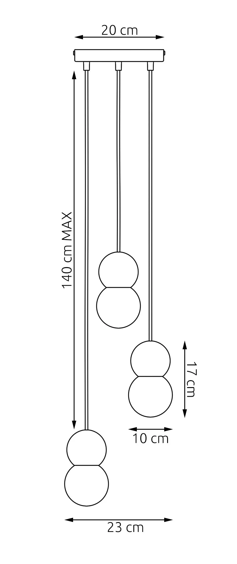image lampa wisząca, kuliste kule, zawieszenie, kolor niebieski?, długość 140 cm