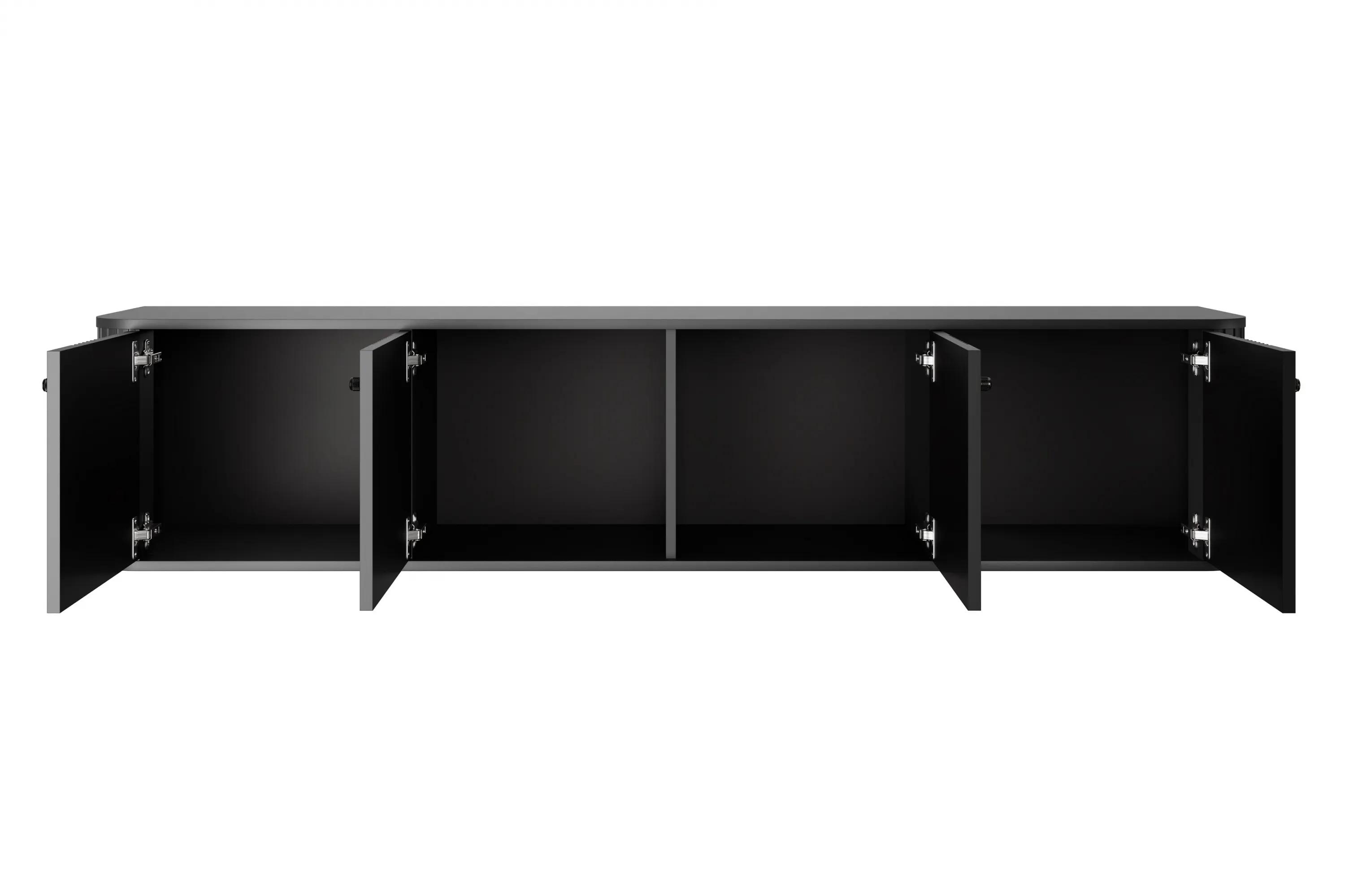 Szafka RTV wisząca 4-drzwiowa VESPER RTV 187 ryflowany front czarna czarne uchwyty - B_163781