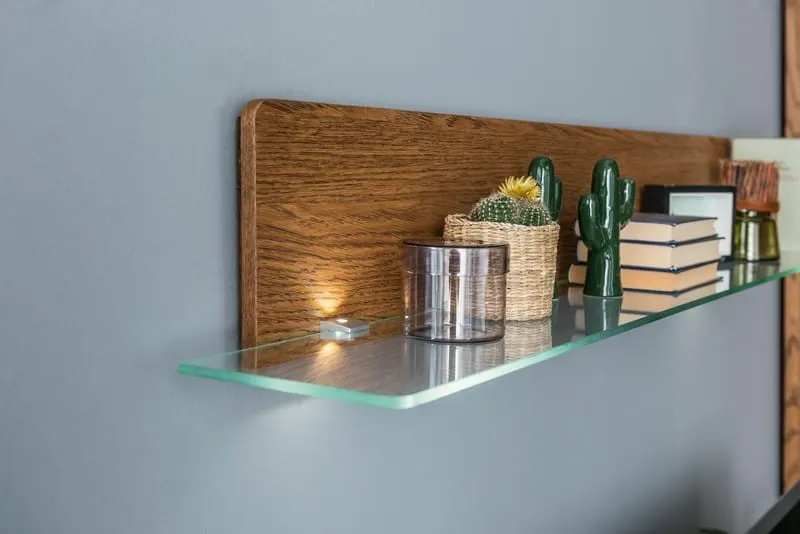 Półka drewniana MONTENEGRO 35 z oświetleniem dąb rustical 160x23x23cm - TH-100-0933