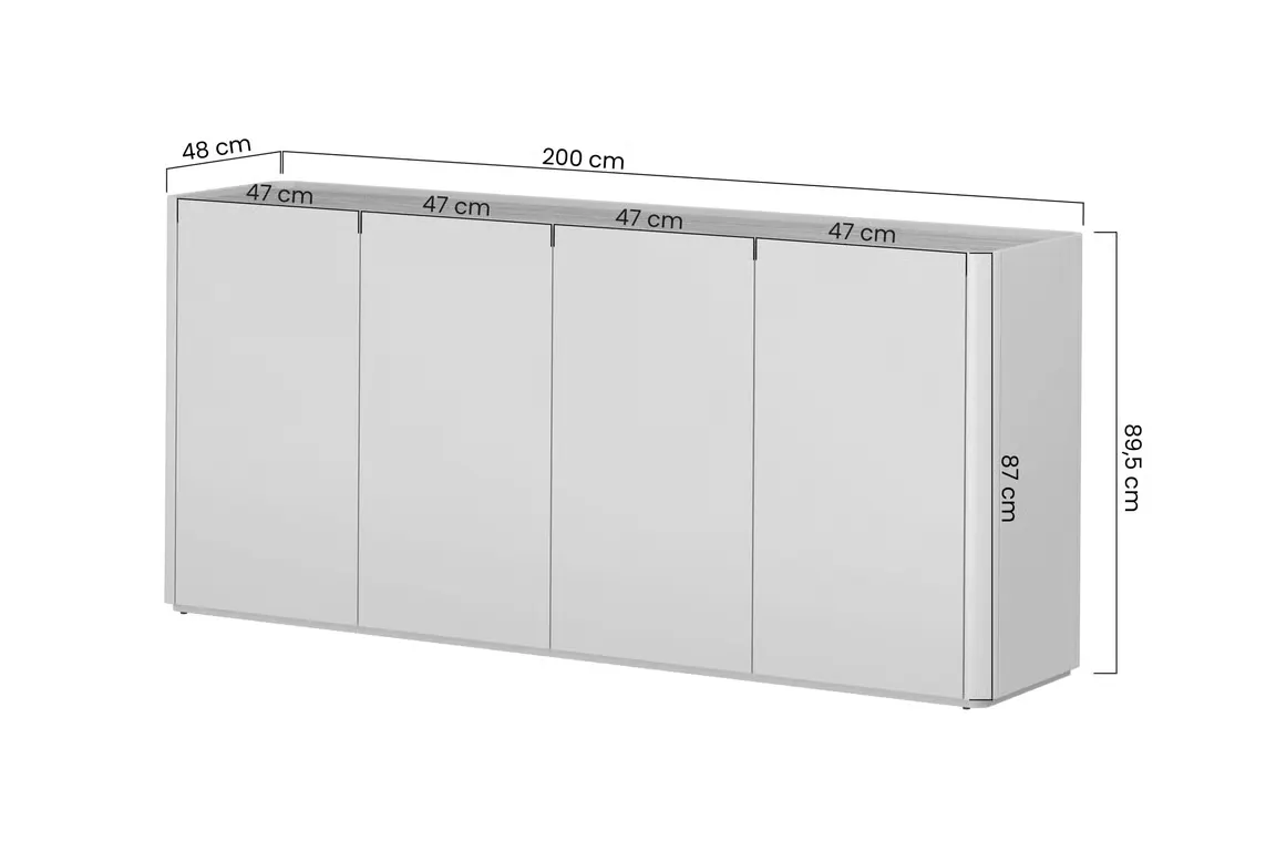 Komoda 4-drzwiowa ELIVO 200cm cashmere dąb olejowany — zdjęcie 10