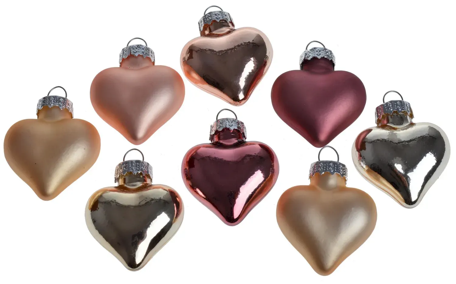 Komplet 8 bombek szklanych SERDUSZKA 5331 czerwony złoty
