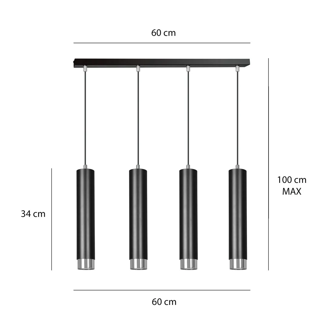 Lampa wisząca KIBO 4 czarny chrom — zdjęcie 8