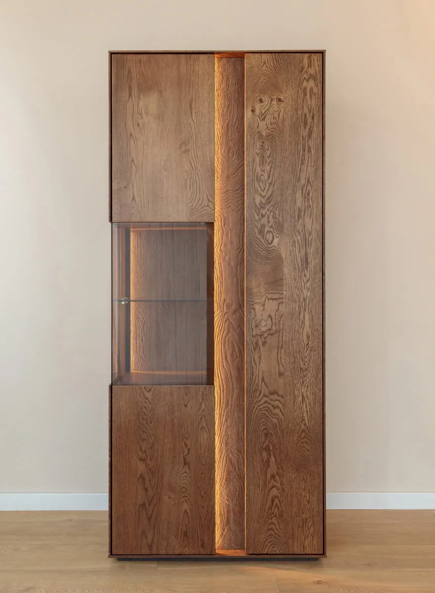 Witryna dębowa COLLODI oświetleniem - tabacco - ZICOL02T