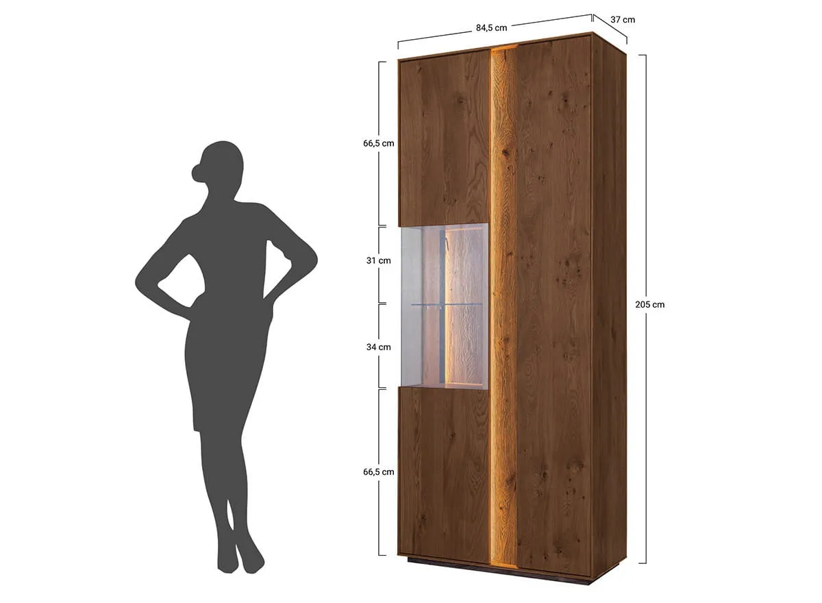 Witryna dębowa COLLODI oświetleniem - tabacco - ZICOL02T