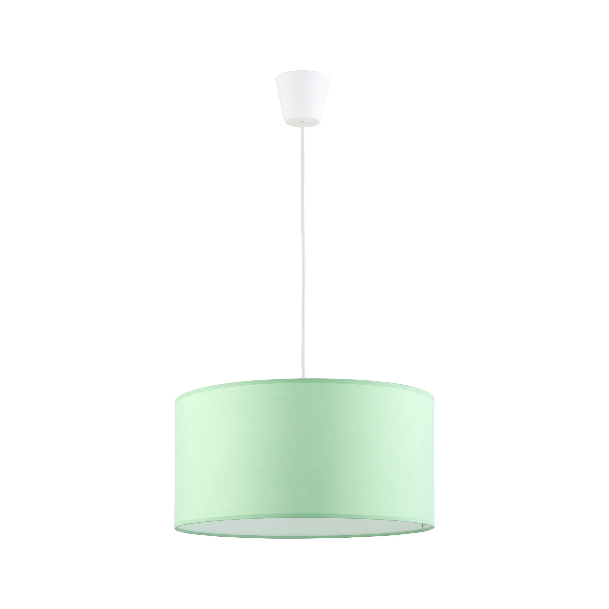 Lampa wisząca RONDO KIDS biała z zielonym kloszem z tkaniny 115x40m