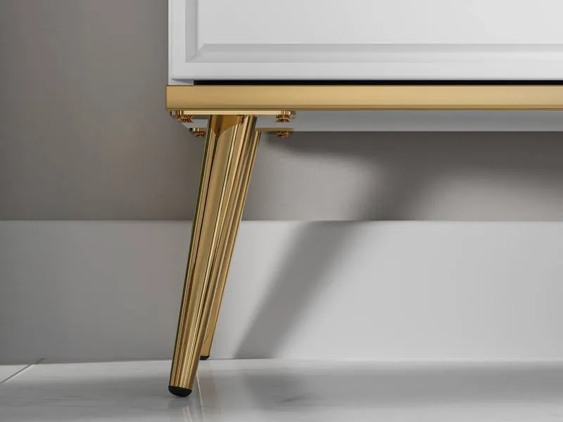 Szafka RTV 2-drzwiowa GOLDIN 06 biały połysk na złotych nogach - 1GOLD06-001