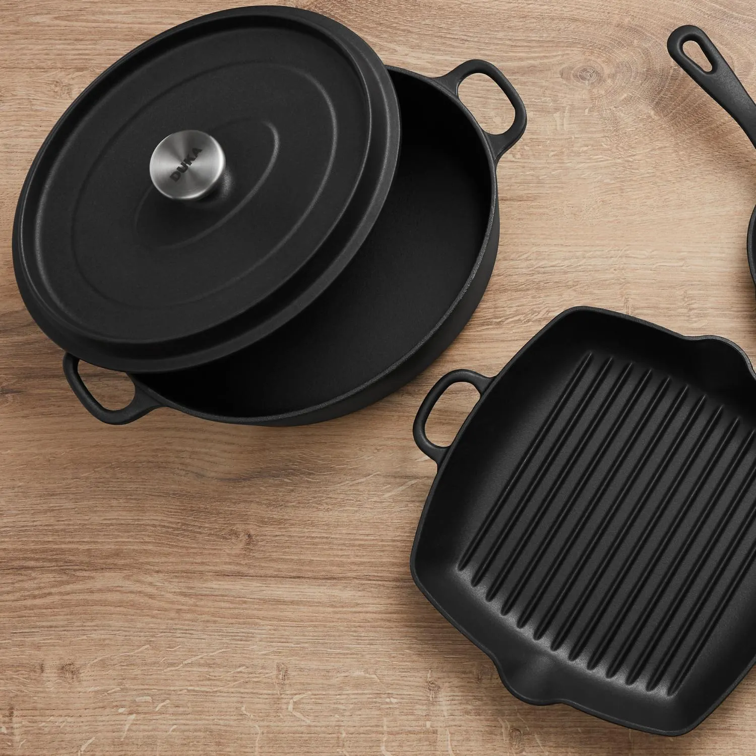 cast-iron, lidded-pot, deep-pan, grill-pan, cookware-sets