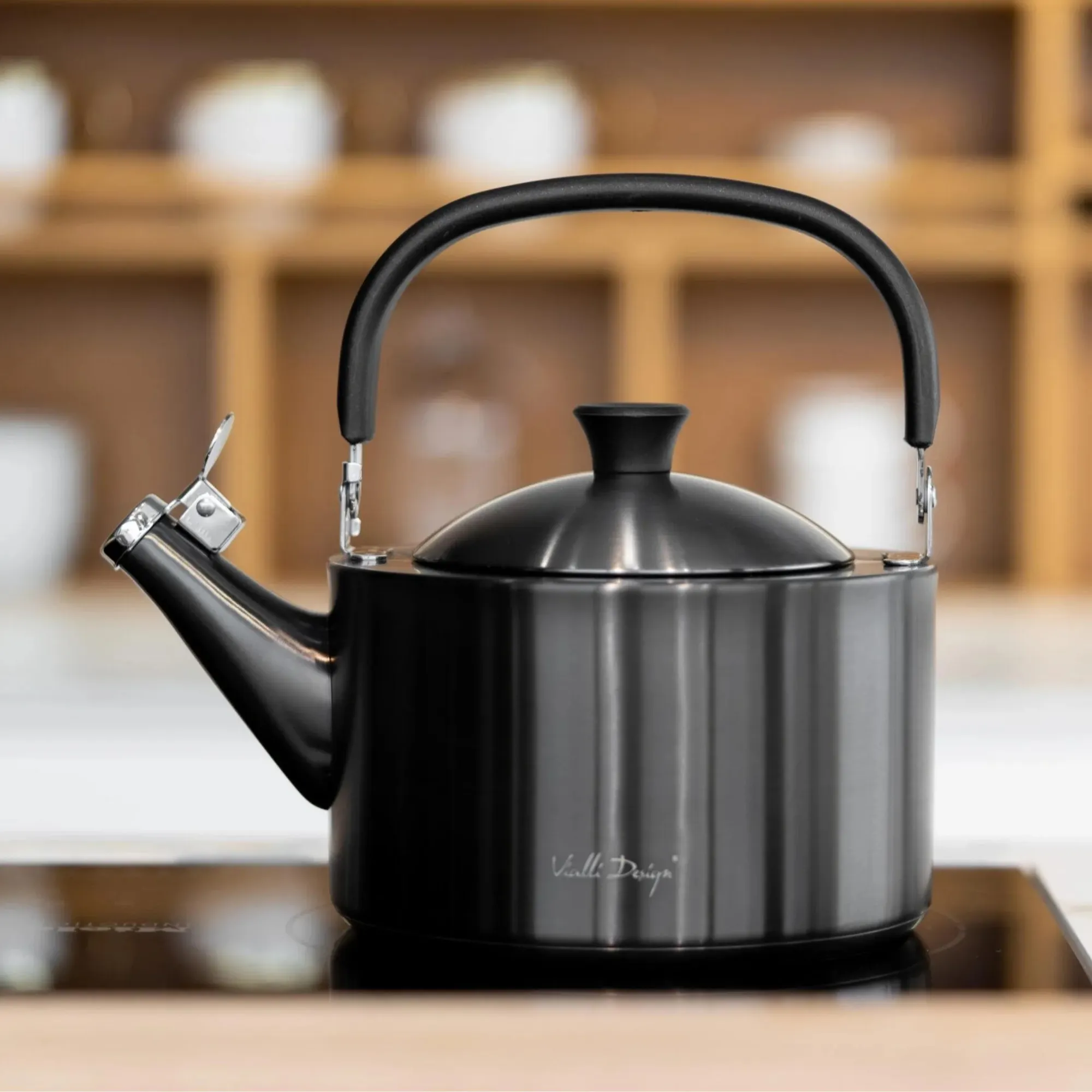 image czajnik, kuchenna, stalowy, czarny, kapturek