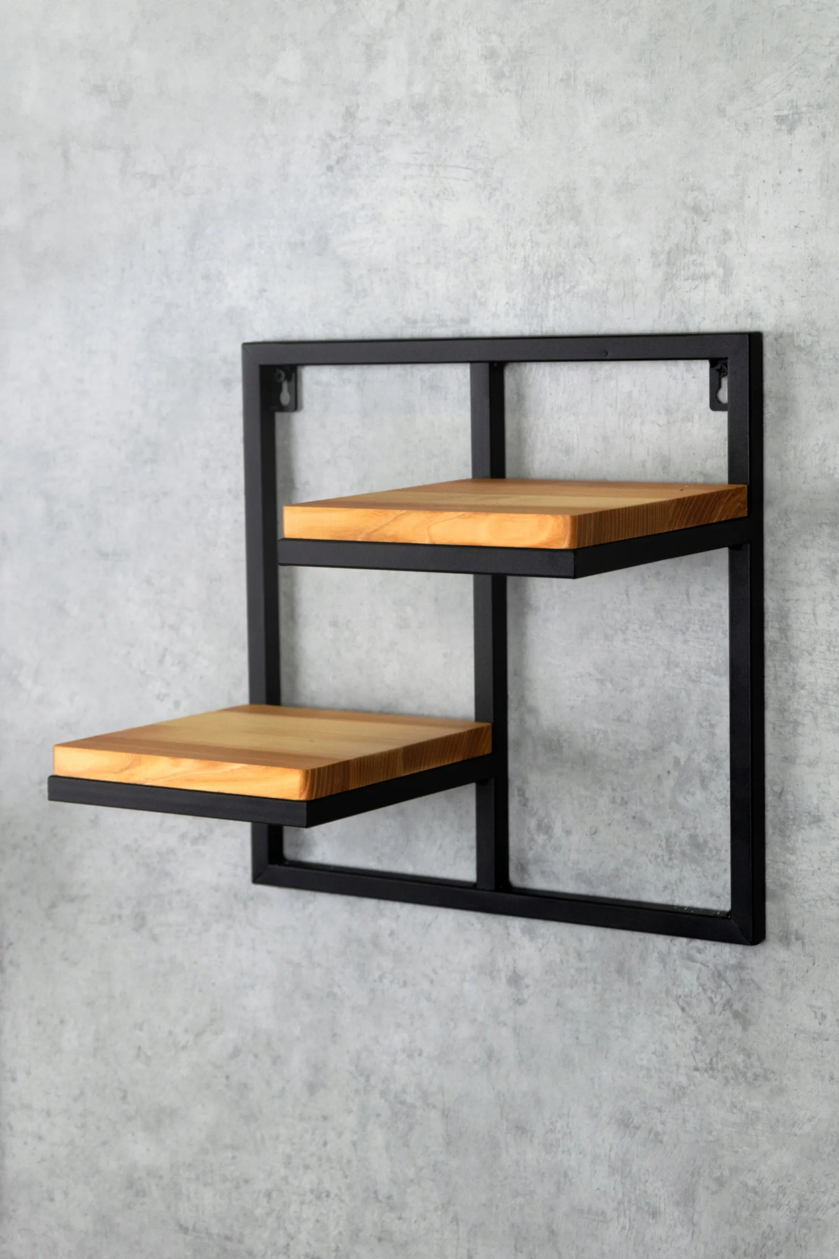 Kwietnik wiszący LENS M metal drewno czarny naturalny - LD_TZ000085