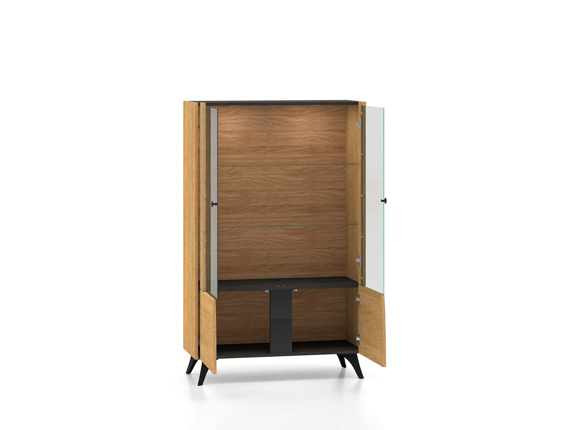 Witryna niska 2-drzwiowa TOSCANIA 03 dąb baltic dune jesion prestige czarny - 1TOSC03-001