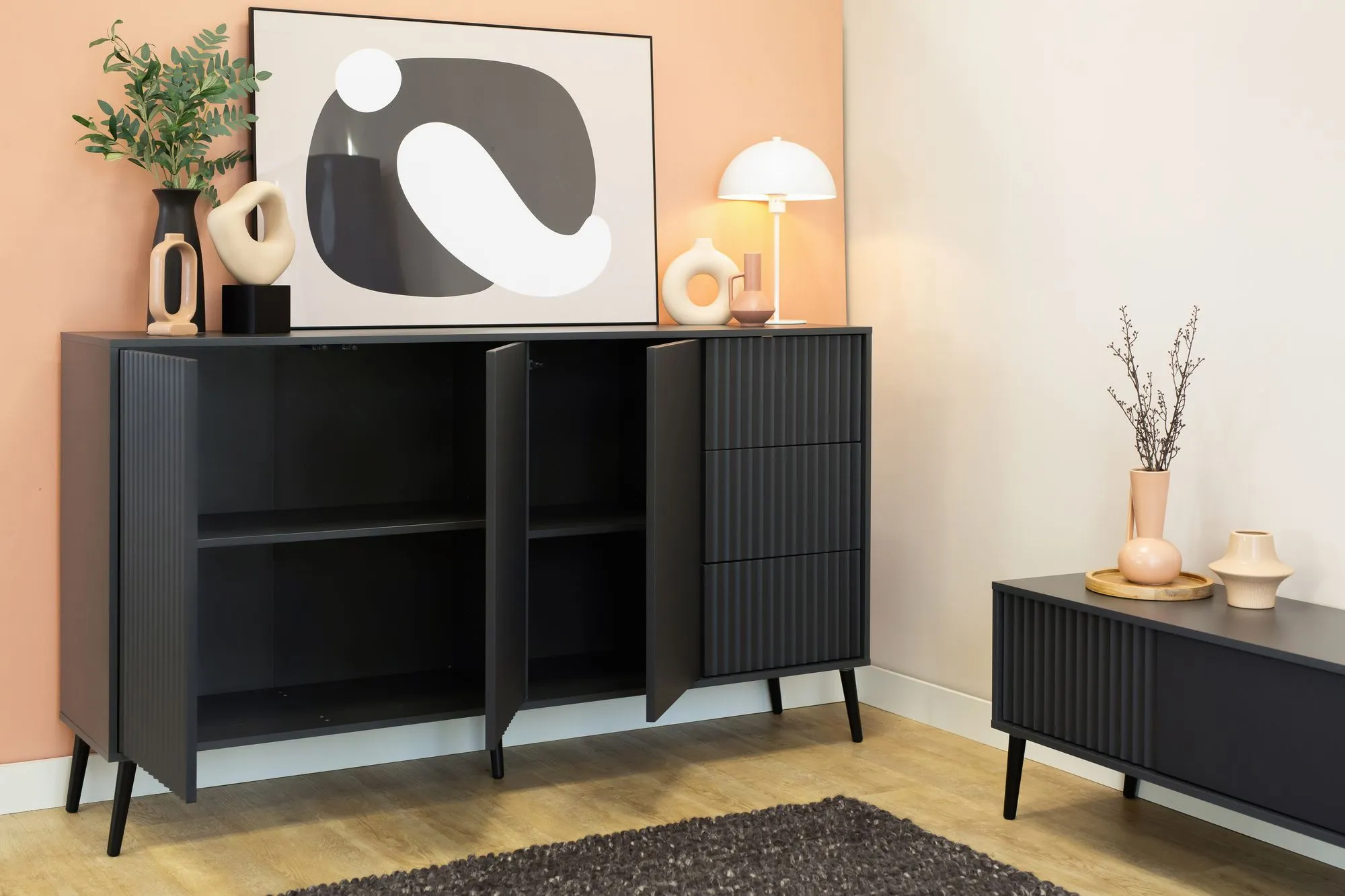 Komoda 3-drzwiowa z 3 szufladami BARCELONA 179cm antracyt - INT_5003188