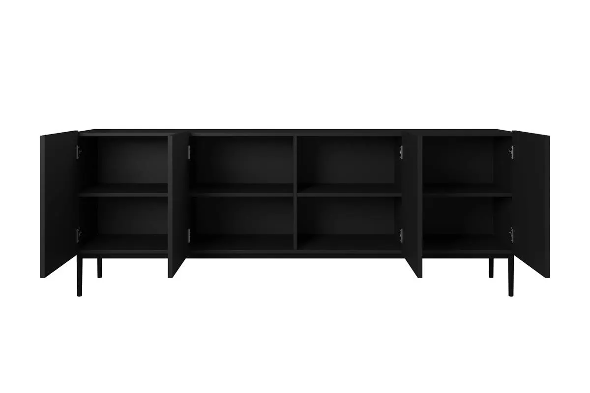 Komoda 4-drzwiowa NICOLE 200 - czarny mat - czarny stelaż - B_52897