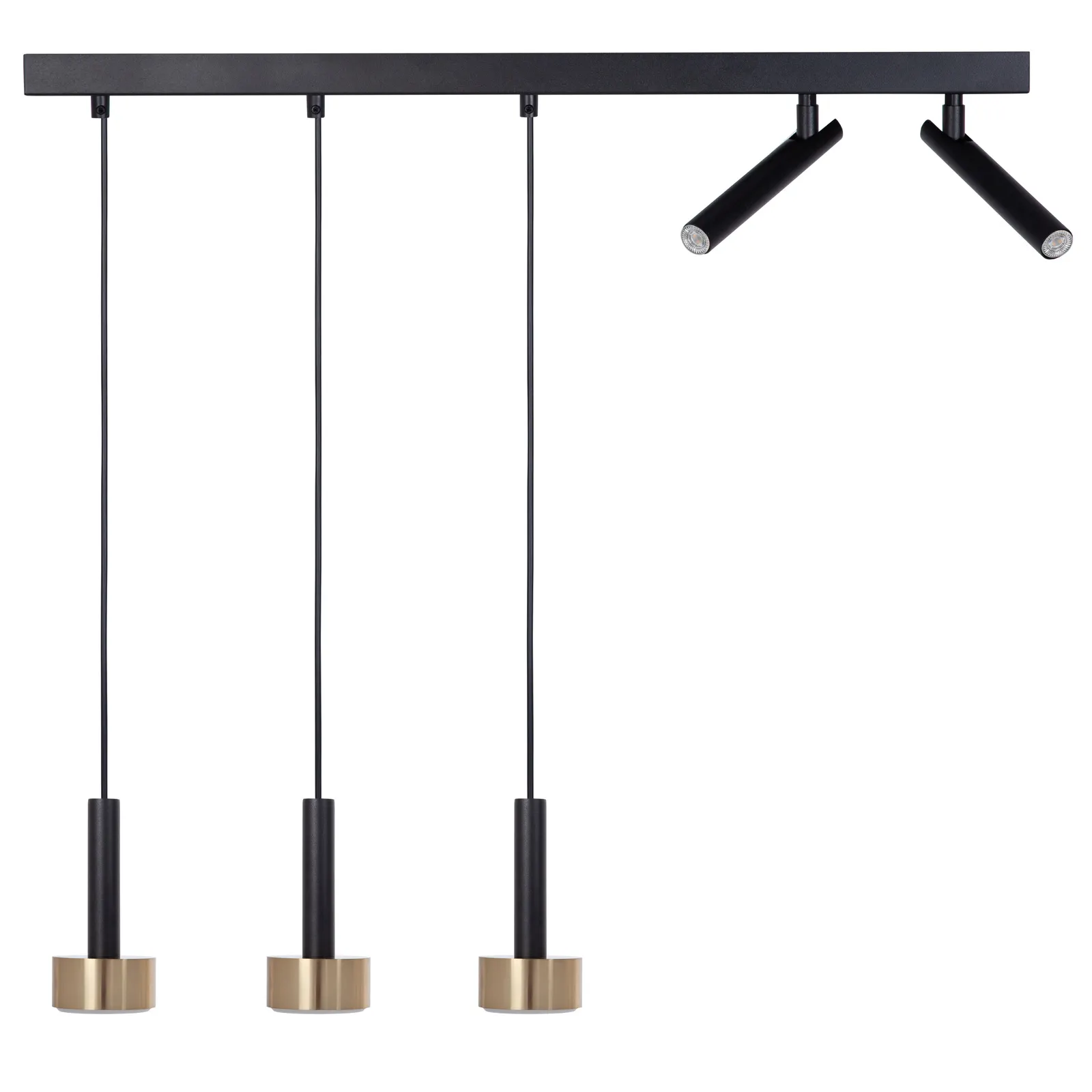 Lampa wisząca stalowa STAMP 3 + 2 x plafon czarny złoty szczotkowany Oświetlenie, Lampa