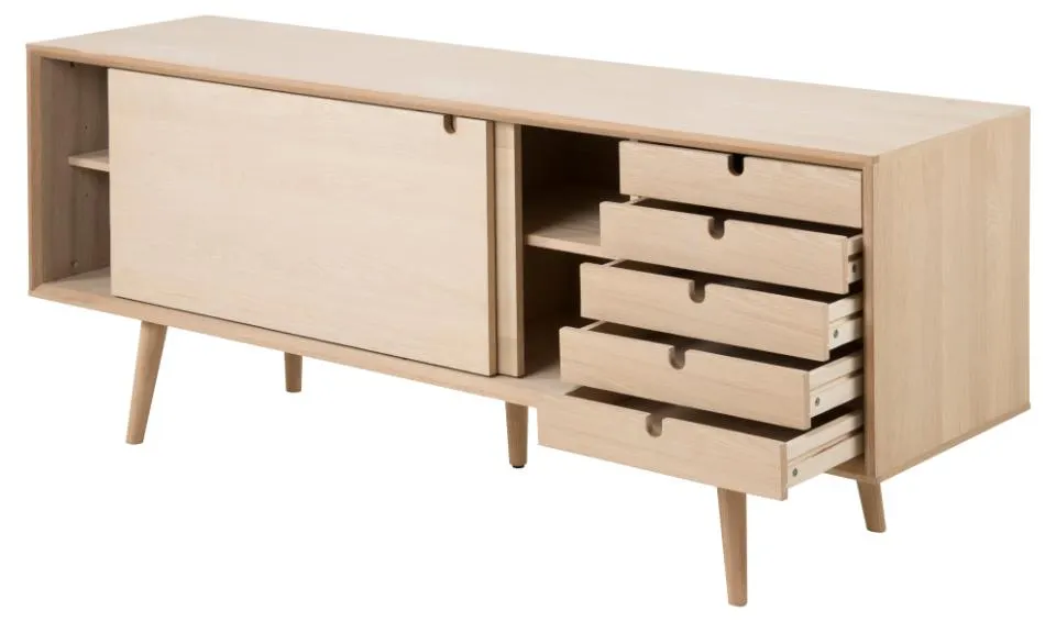 Komoda 2-drzwiowa EMMA 180x45x71 Fornir dębowy bielony olejowany