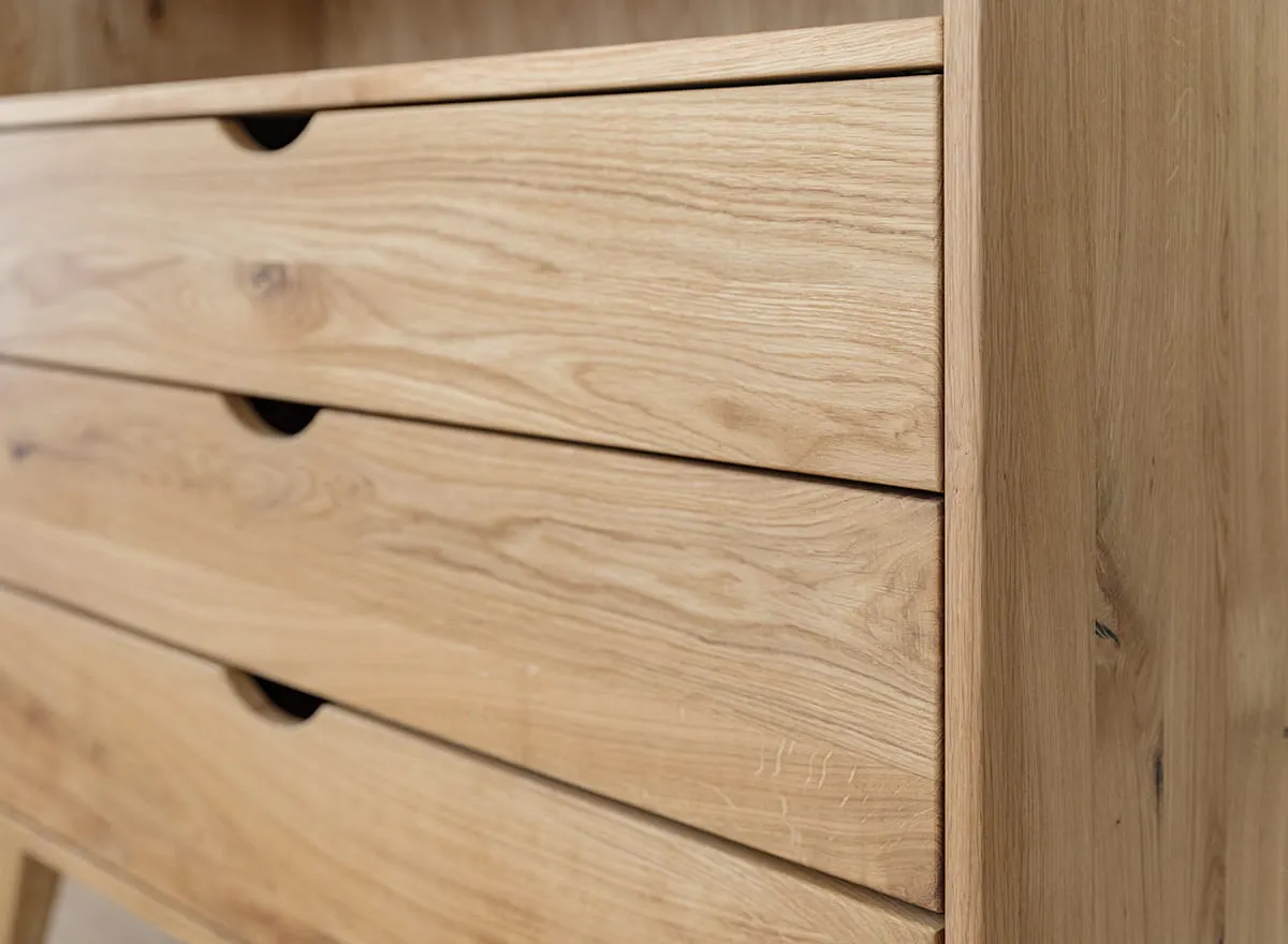 Komoda z 3 szufladami i półką lity dąb olejowany Simona - PRHSIM02