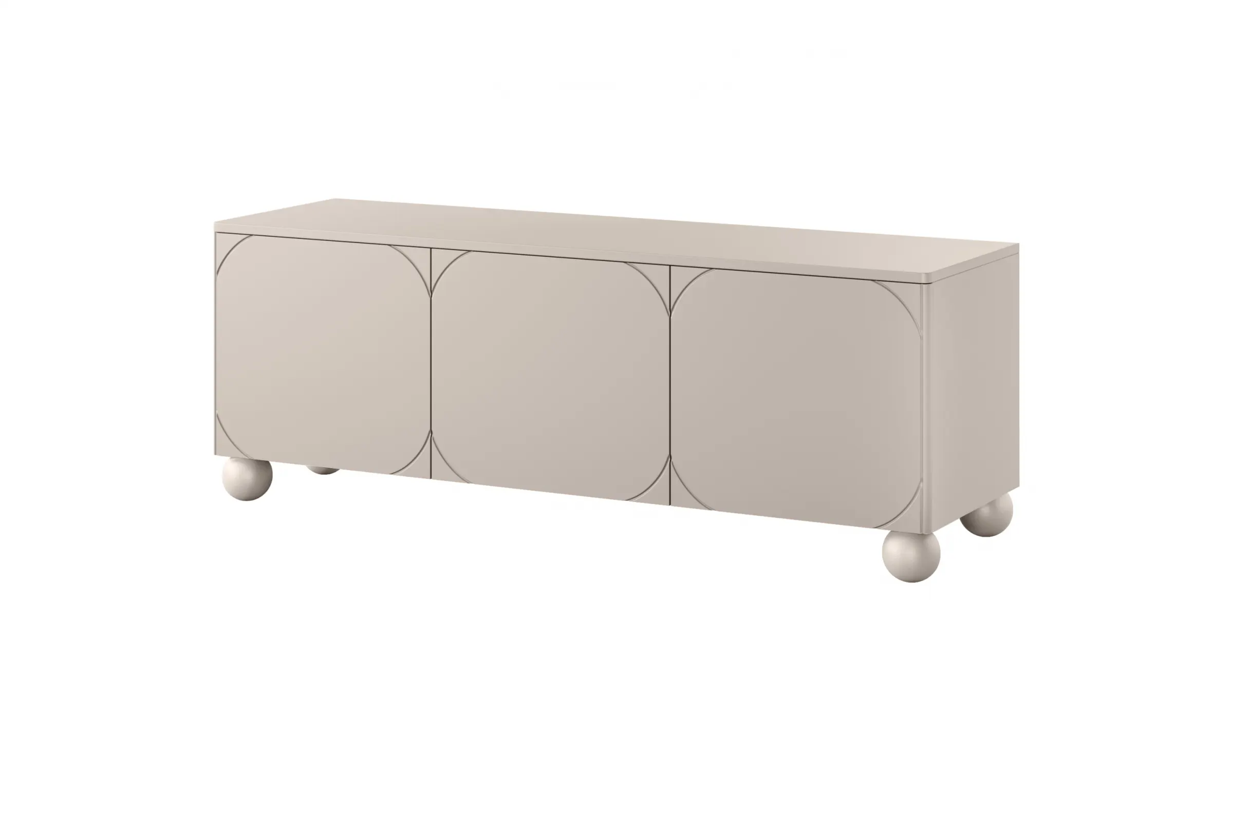 Szafka RTV 3-drzwiowa z 1 szufladą SONATIA 150cm cashmere nogi kule