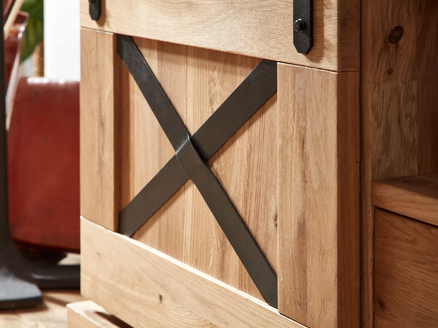 Komoda dębowa TIDY 1-drzwiowa z 3 szufladami 102x83 dąb olejowany - GK_1034240301