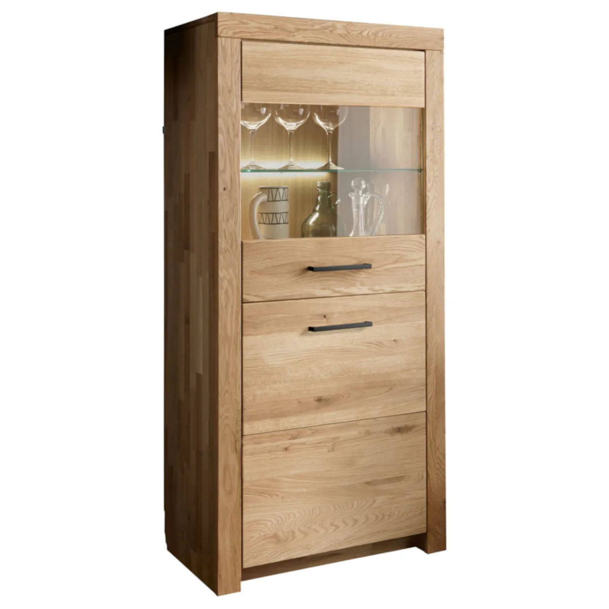 Kredens 1-drzwiowy dębowy z przeszkleniem DOVE 65x141