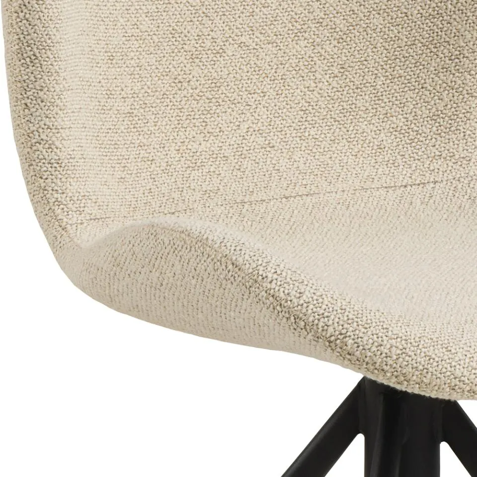 Krzesło obrotowe DOREN Kremowy- zamek błyskawiczny, Czarny ( zestaw 2 sztuk ) - 0000103478