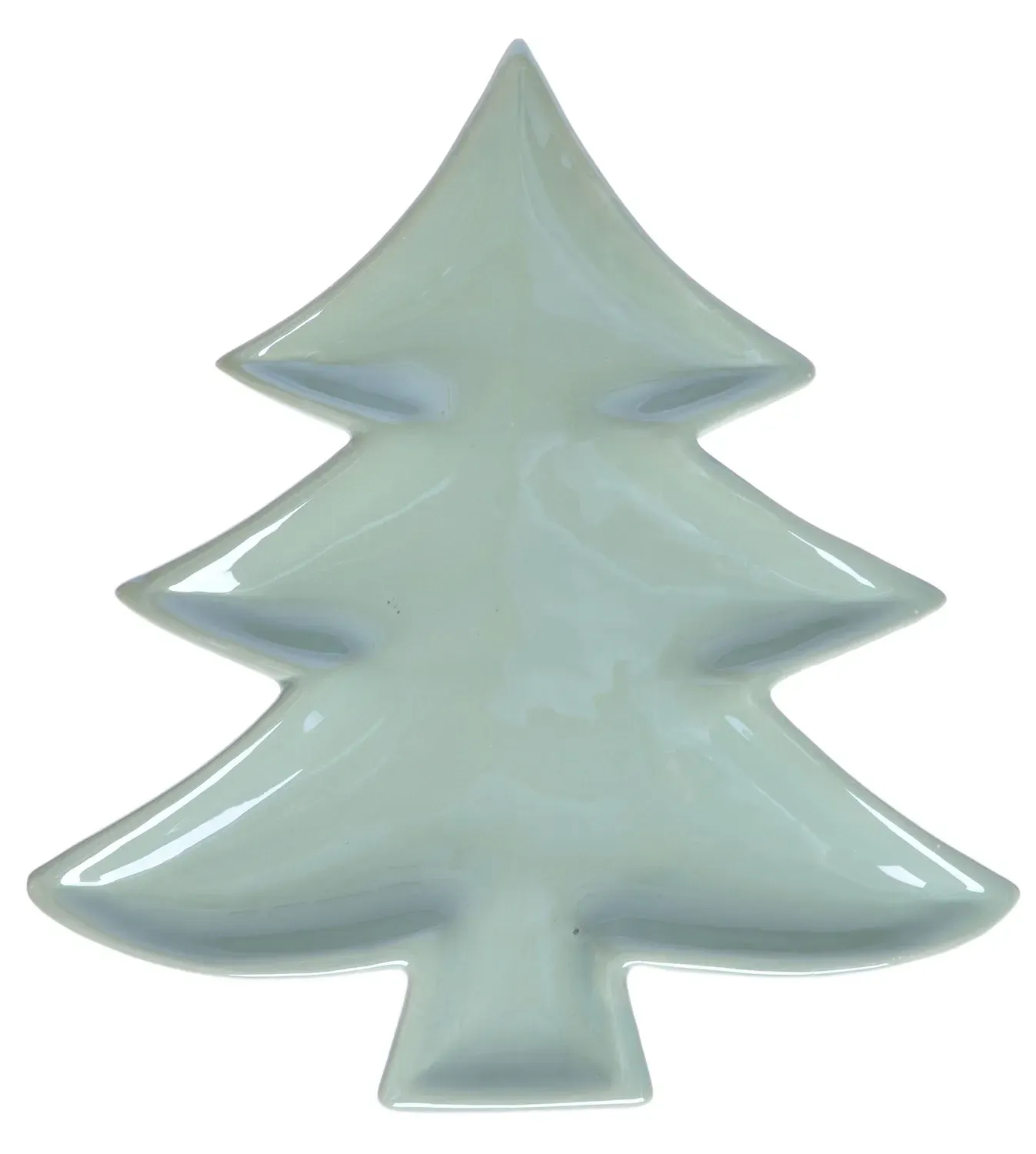 Talerz świąteczny perłowy CHOINKA mały 15x19 cm zielony