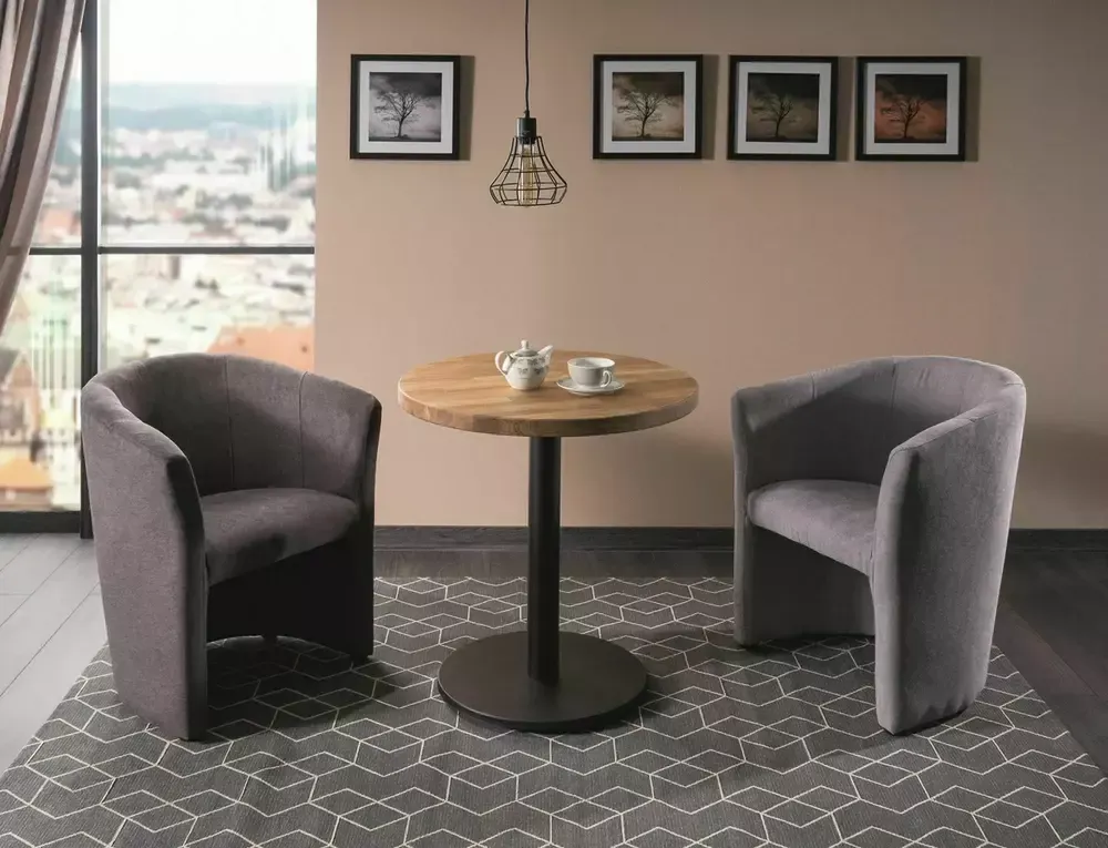 Stół PURO II okrągły lity dąb/czarny 80x80 Signal - PURO2LDCFI80