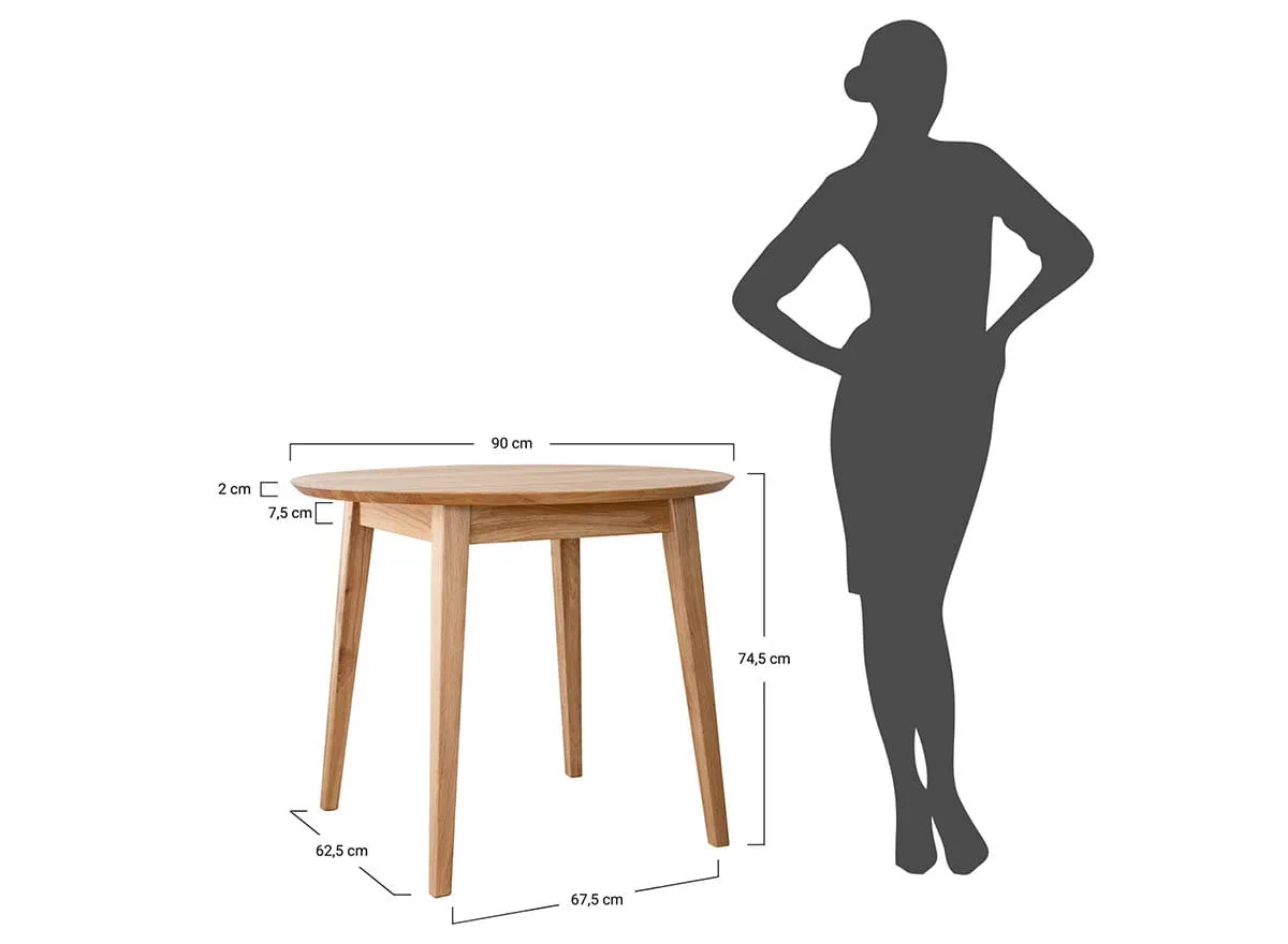 Stół dębowy ORBETELLO okrągły 90 cm - dąb olejowany - KULS90